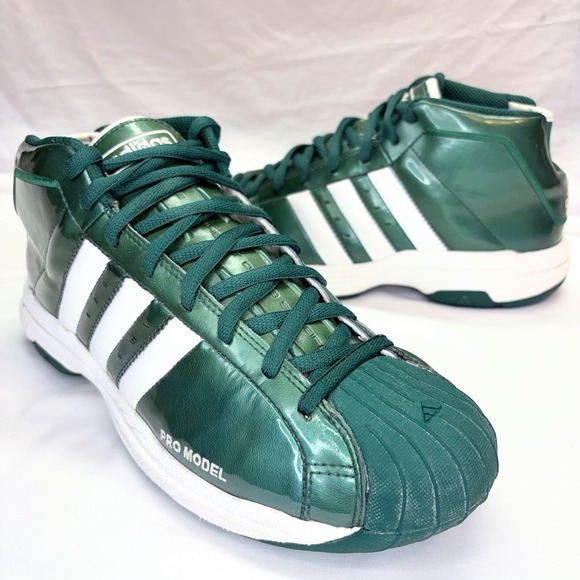 adidas Other - VTG 2002 Adidas Pro Model Mid Basketball Shoes Men's US 11 Green Metallic Y2K